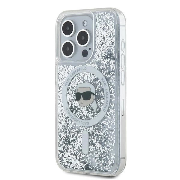 Karl Lagerfeld Liquid Glitter Karl Head MagSafe case for iPhone 15 Pro Max - transparent_1