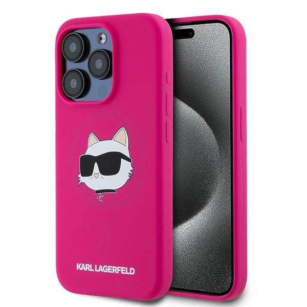 Karl Lagerfeld Silicone Choupette Head MagSafe case for iPhone 15 Pro Max - pink_0