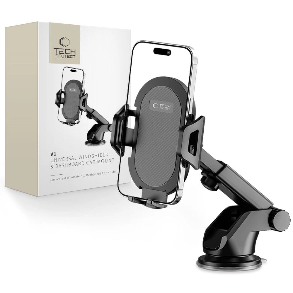 Tech-Protect V1 Car Phone Holder for Windshield/Cockpit - Black_0