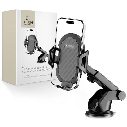 Tech-Protect V1 Car Phone Holder for Windshield/Cockpit - Black_0