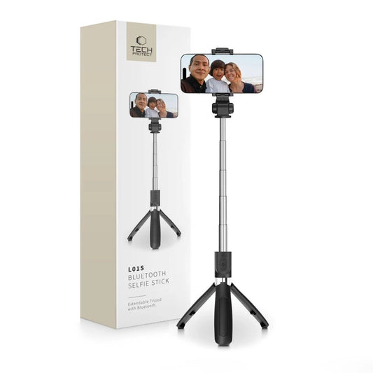 Tech-Protect L01S Bluetooth Selfie Stick with Tripod up to 70cm - Black_0