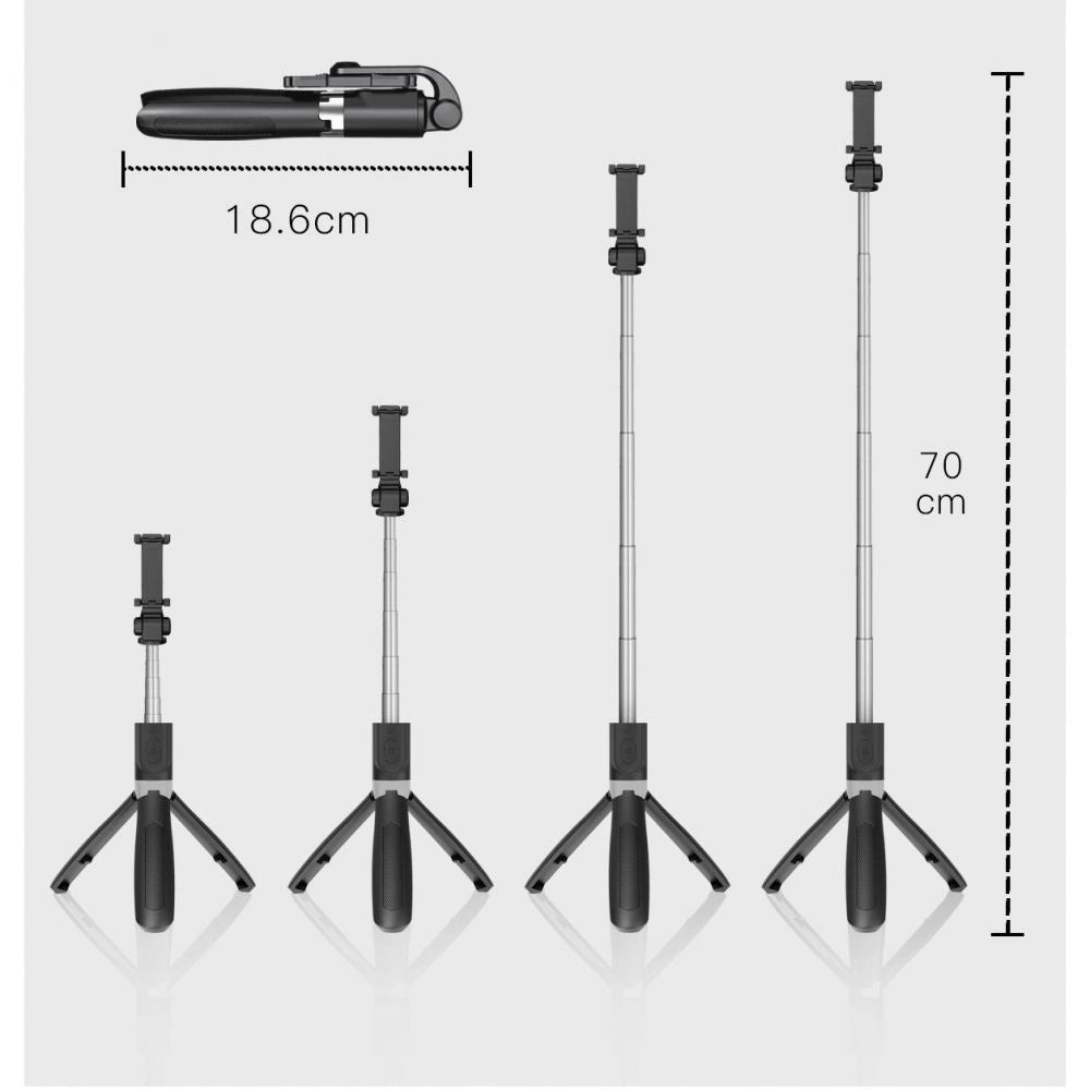 Tech-Protect L01S Bluetooth Selfie Stick with Tripod up to 70cm - Black_8