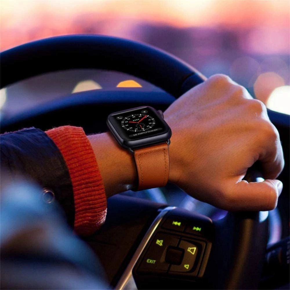 Tech-Protect LeatherFit Strap for Apple Watch 4 / 5 / 6 / 7 / 8 / 9 / SE / Ultra 1 / 2 (42/44/45/49 mm) - Brown_2