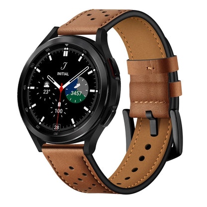 Tech-Protect Leather Strap for Samsung Galaxy Watch 4 / 5 / 5 Pro / 6 / 7 / FE - Brown_0