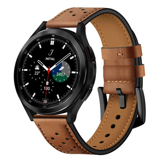 Tech-Protect Leather Strap for Samsung Galaxy Watch 4 / 5 / 5 Pro / 6 / 7 / FE - Brown_0