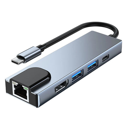 HUB Tech-Protect V3 5in1 USB-C - USB-A 3.0 / USB-A 2.0 / USB-C / HDMI / RJ45 - gray_2