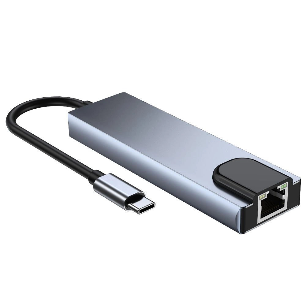 HUB Tech-Protect V3 5in1 USB-C - USB-A 3.0 / USB-A 2.0 / USB-C / HDMI / RJ45 - gray_7