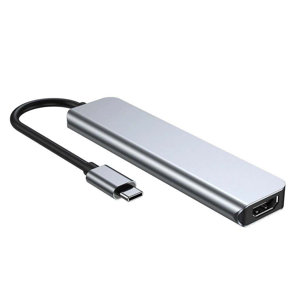 HUB Tech-Protect V4 6in1 USB-C - USB-A 3.0 / USB-A 2.0 / USB-C / HDMI / micro SD / TF / SD card reader - gray_2