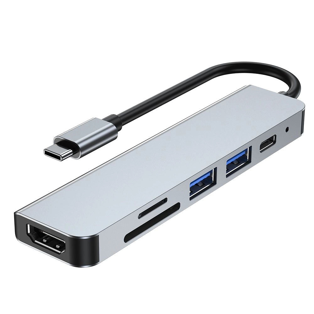 HUB Tech-Protect V4 6in1 USB-C - USB-A 3.0 / USB-A 2.0 / USB-C / HDMI / micro SD / TF / SD card reader - gray_3