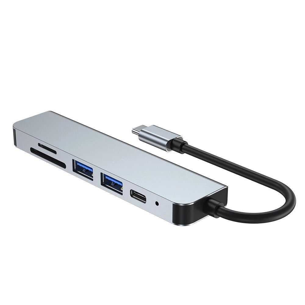 HUB Tech-Protect V4 6in1 USB-C - USB-A 3.0 / USB-A 2.0 / USB-C / HDMI / micro SD / TF / SD card reader - gray_4