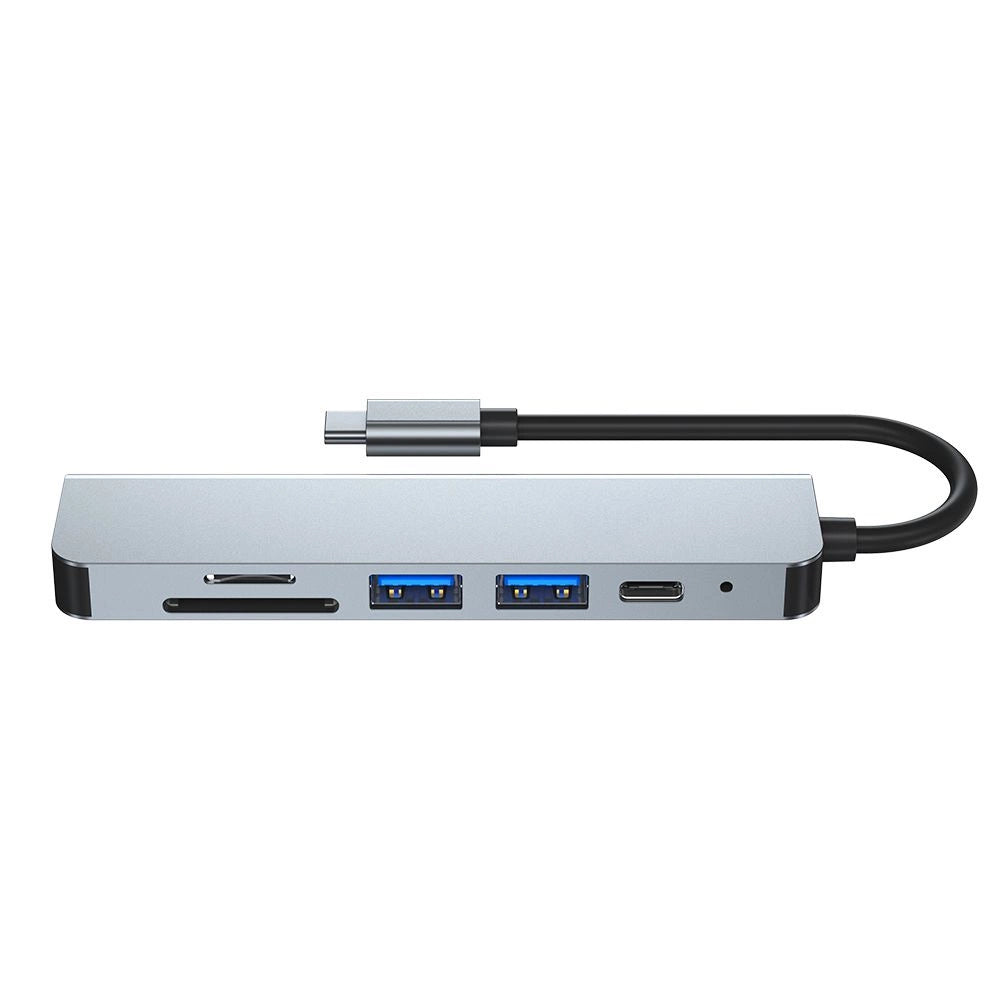HUB Tech-Protect V4 6in1 USB-C - USB-A 3.0 / USB-A 2.0 / USB-C / HDMI / micro SD / TF / SD card reader - gray_5