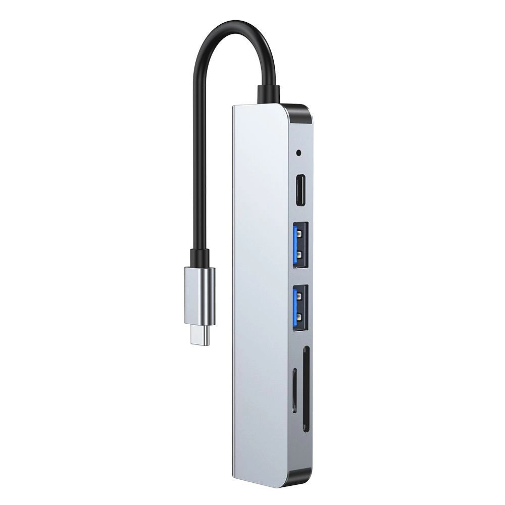 HUB Tech-Protect V4 6in1 USB-C - USB-A 3.0 / USB-A 2.0 / USB-C / HDMI / micro SD / TF / SD card reader - gray_7