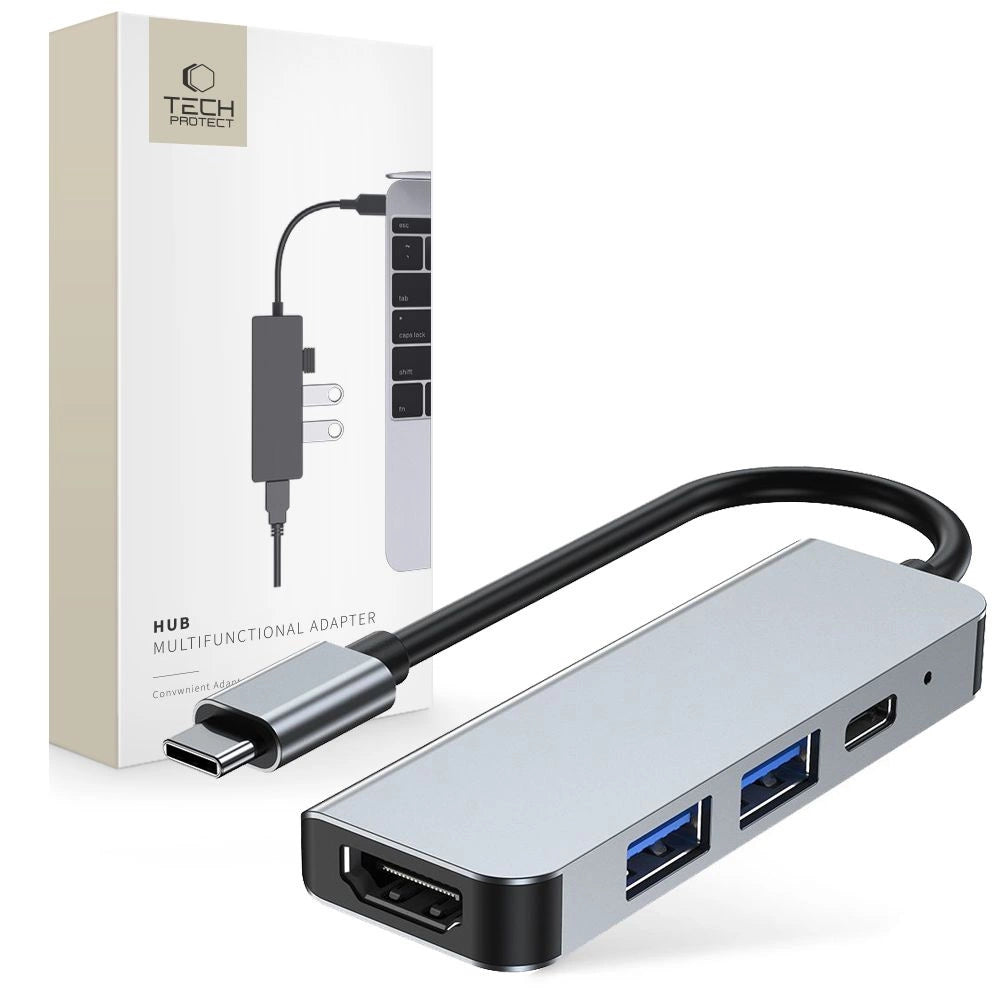 HUB Tech-Protect V2 4in1 USB-C - USB-A 3.0 / USB-A 2.0 / USB-C / HDMI - gray_0