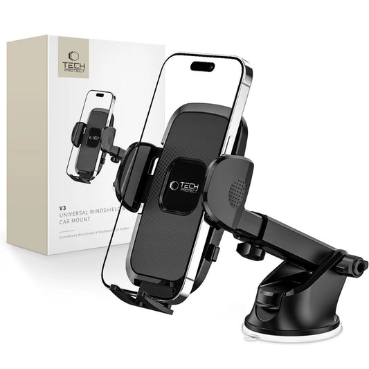 Tech-Protect V3 Car Phone Holder for Windshield/Cockpit - Black_0