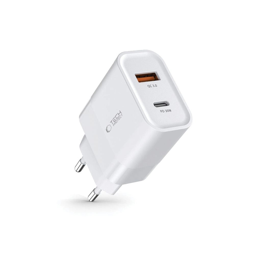 Tech-Protect C30W charger USB-C PD 30W / USB-A QC 3.0 - white_1