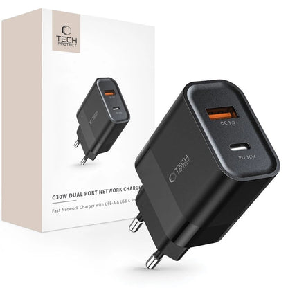 Tech-Protect C30W Charger USB-C PD 30W / USB-A QC 3.0 - Black_0