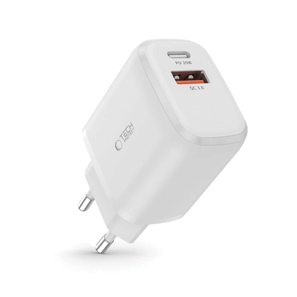 Tech-Protect C20W charger USB-C PD 20W / USB-A QC 3.0 - white_1