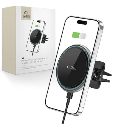 Tech-Protect A2 Car Phone Holder with MagSafe 15W Inductive Charger for Air Vent - Black_0