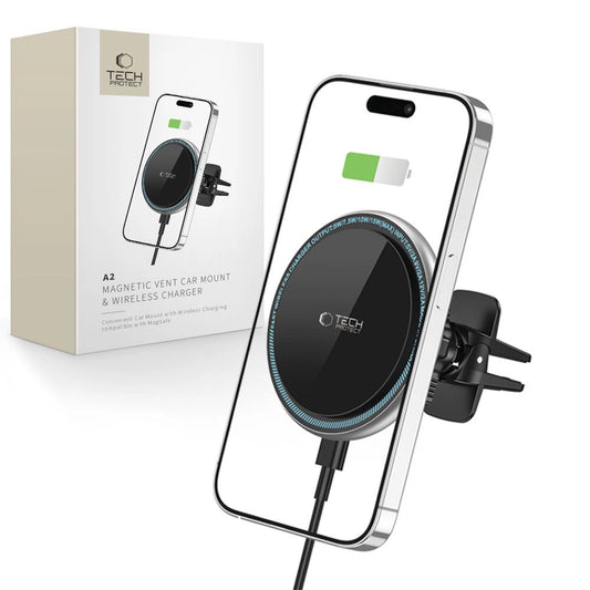 Tech-Protect A2 Car Phone Holder with MagSafe 15W Inductive Charger for Air Vent - Black_0