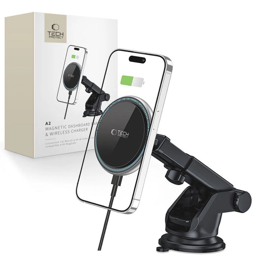 Tech-Protect A2 Car Phone Holder with MagSafe 15W Inductive Charger for Cockpit - Black_0