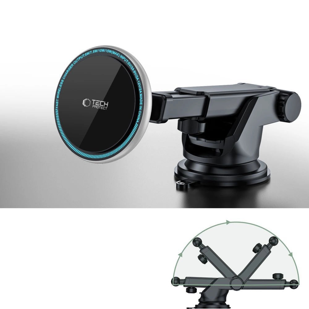 Tech-Protect A2 Car Phone Holder with MagSafe 15W Inductive Charger for Cockpit - Black_5