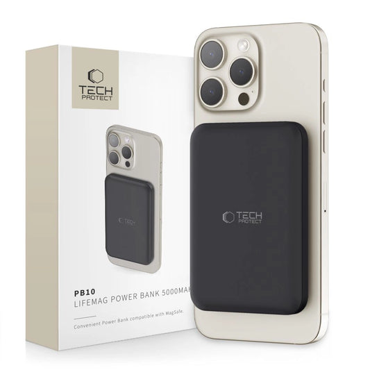 Tech-Protect LifeMag PB10 Powerbank with MagSafe 5000mAh 15W USB-C port - black + USB-C cable_0