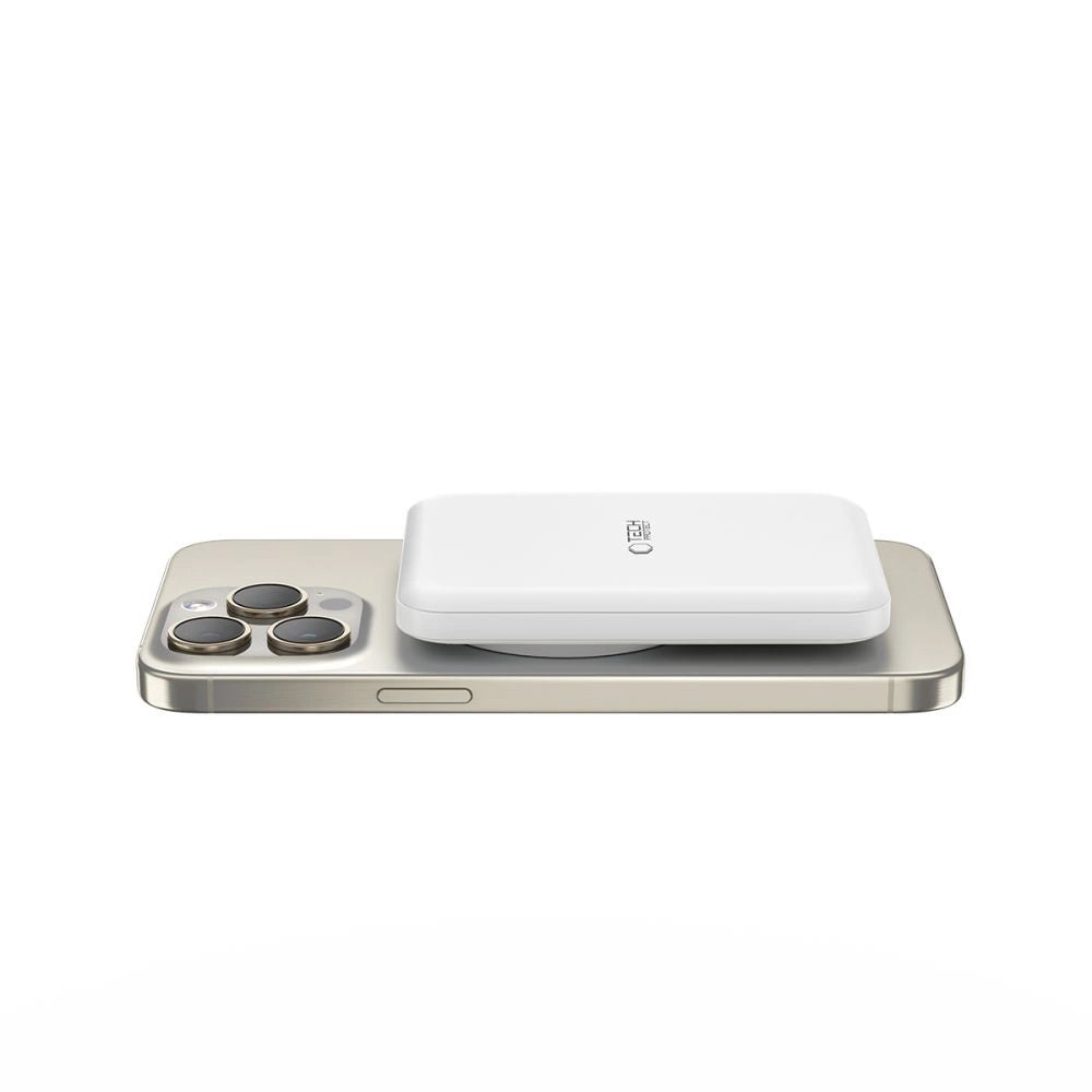 Tech-Protect LifeMag PB10 Powerbank with MagSafe 5000mAh 15W USB-C port - white + USB-C cable_1