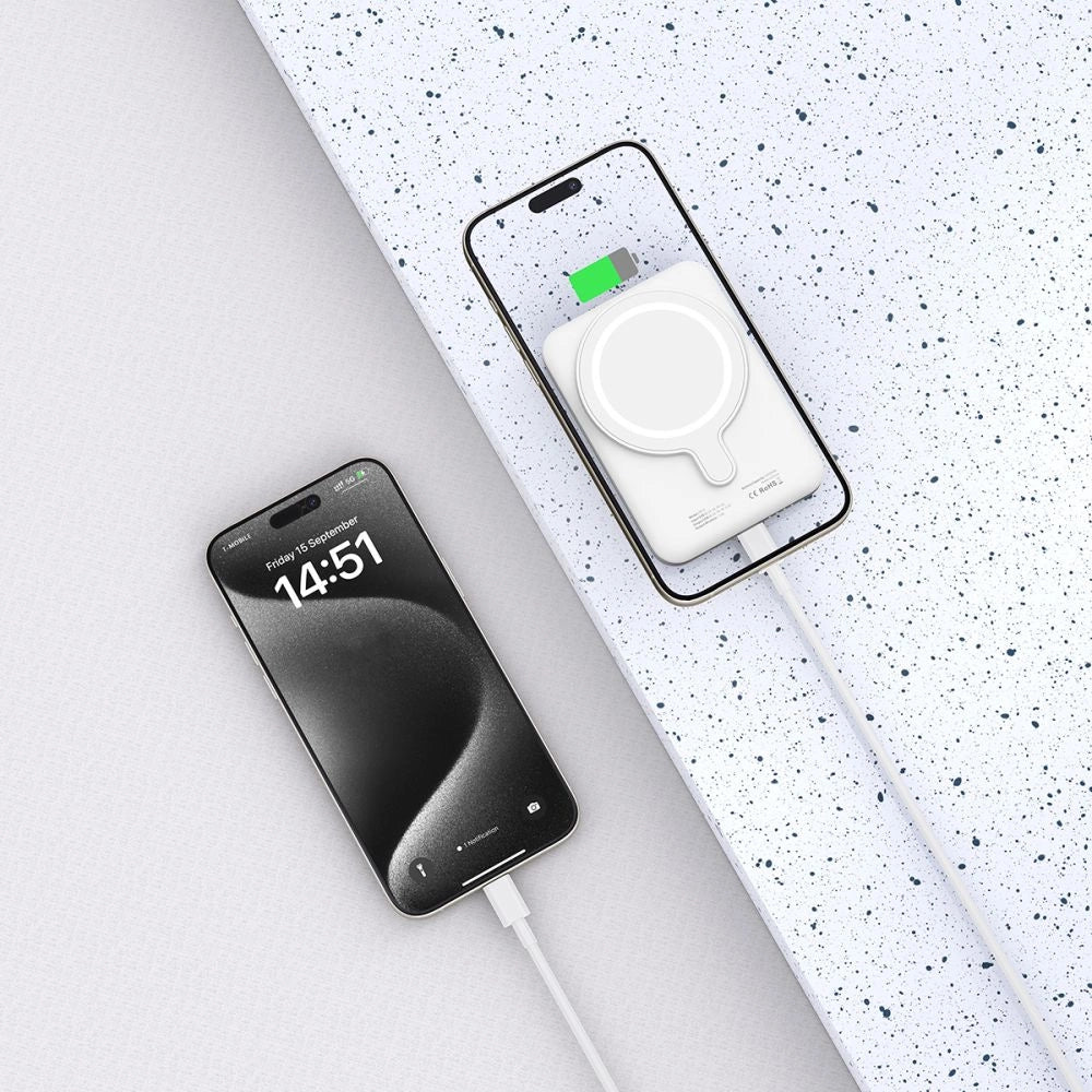 Tech-Protect LifeMag PB10 Powerbank with MagSafe 5000mAh 15W USB-C port - white + USB-C cable_4