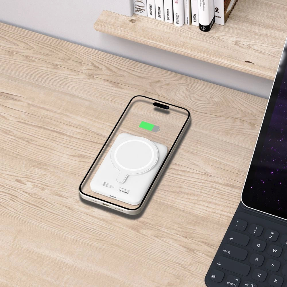 Tech-Protect LifeMag PB10 Powerbank with MagSafe 5000mAh 15W USB-C port - white + USB-C cable_5