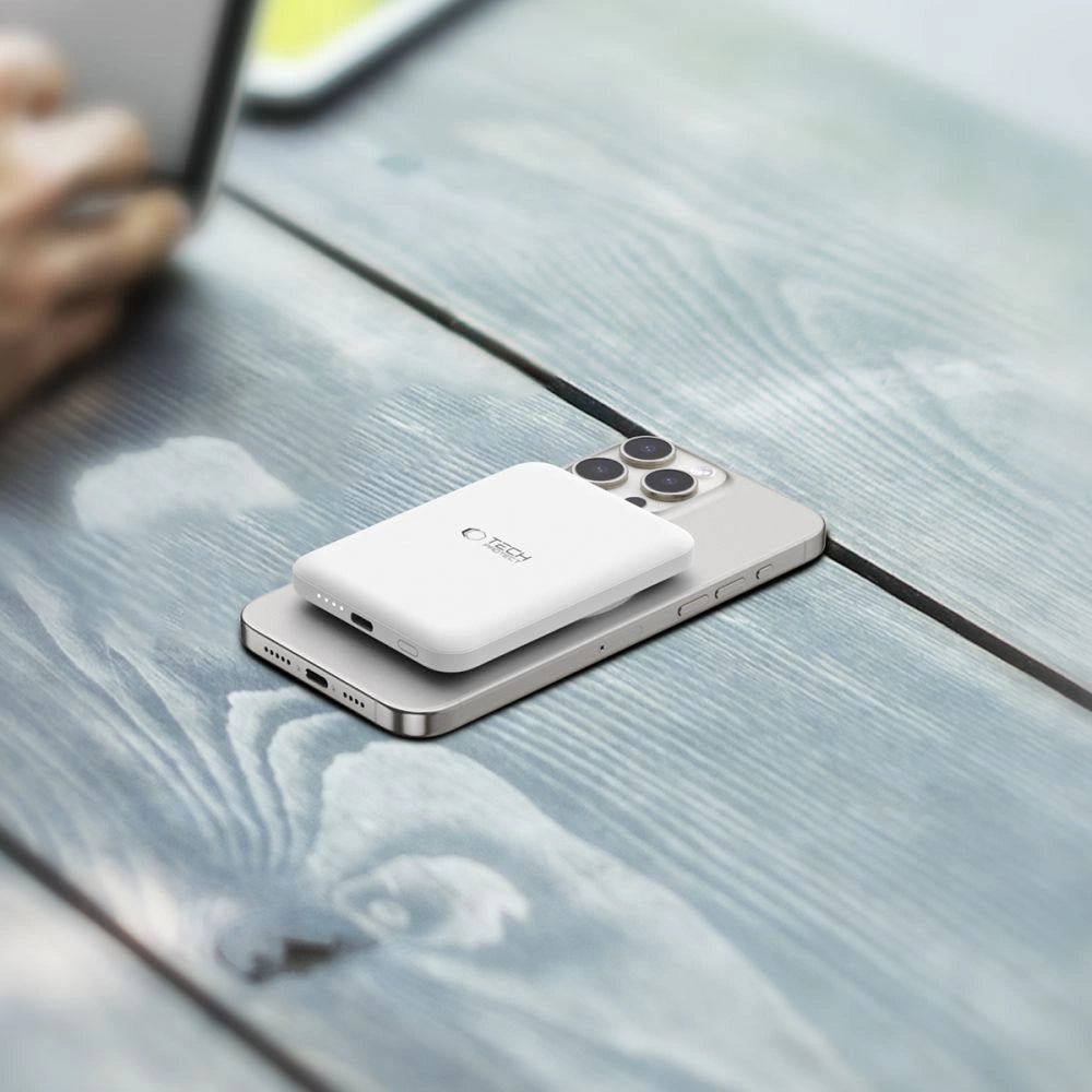 Tech-Protect LifeMag PB10 Powerbank with MagSafe 5000mAh 15W USB-C port - white + USB-C cable_7
