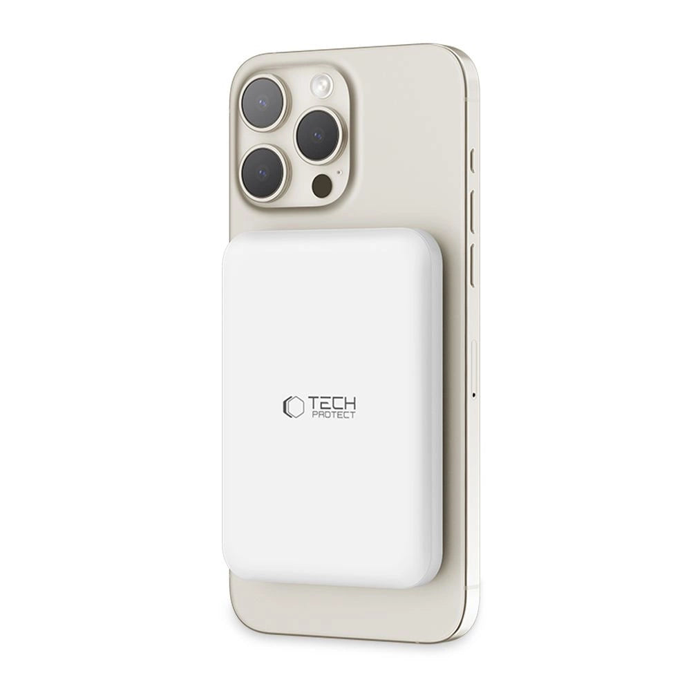 Tech-Protect LifeMag PB10 Powerbank with MagSafe 5000mAh 15W USB-C port - white + USB-C cable_8