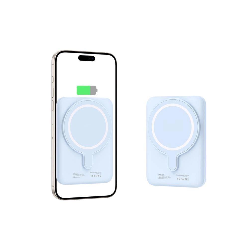 Tech-Protect LifeMag PB10 Powerbank with MagSafe 5000mAh 15W USB-C port - blue + USB-C cable_2