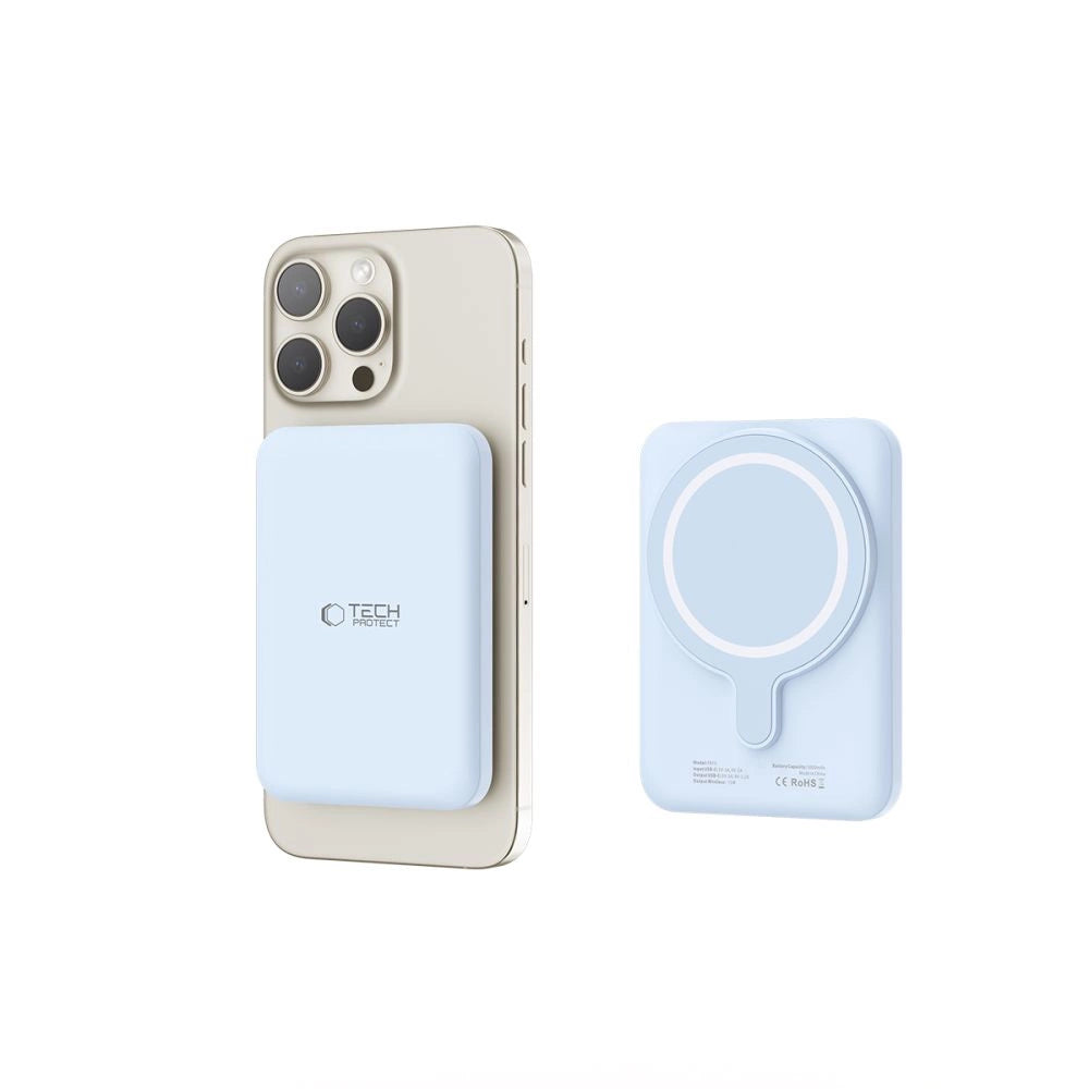 Tech-Protect LifeMag PB10 Powerbank with MagSafe 5000mAh 15W USB-C port - blue + USB-C cable_3