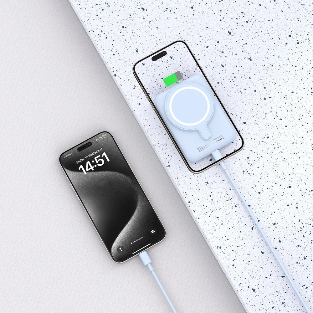 Tech-Protect LifeMag PB10 Powerbank with MagSafe 5000mAh 15W USB-C port - blue + USB-C cable_4