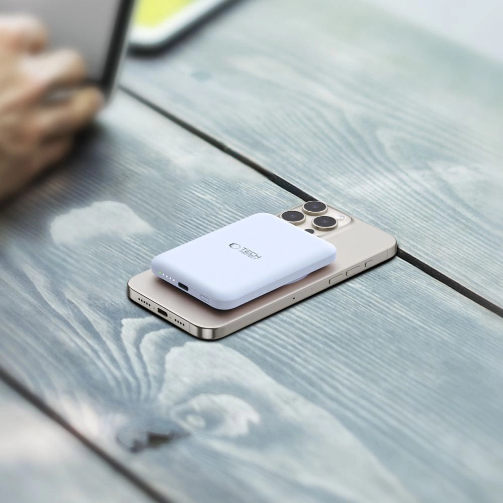Tech-Protect LifeMag PB10 Powerbank with MagSafe 5000mAh 15W USB-C port - blue + USB-C cable_7