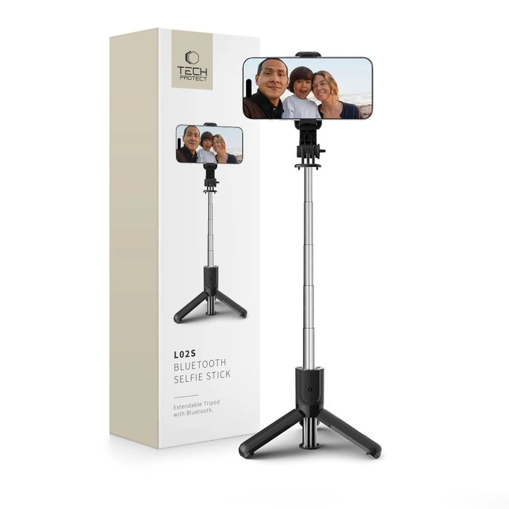Tech-Protect L02S Bluetooth selfie stick with tripod up to 72cm - black_0