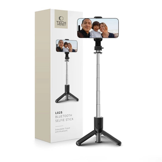Tech-Protect L02S Bluetooth selfie stick with tripod up to 72cm - black_0