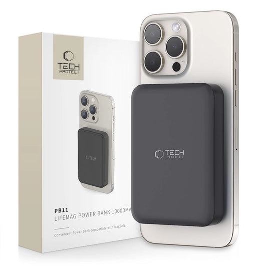 Tech-Protect LifeMag PB11 Powerbank with MagSafe 10000mAh 15W USB-C port - black + USB-C cable_0