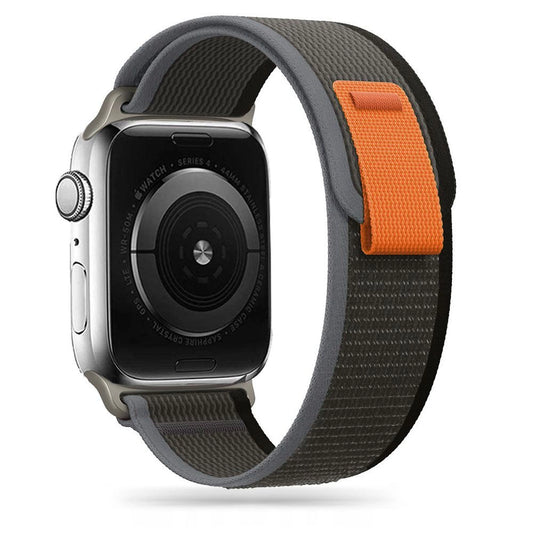 Tech-Protect Nylon Strap for Apple Watch 4/5/6/7/8/9/SE/Ultra 1/2 (42/44/45/49 mm) - Black &amp; Orange_0