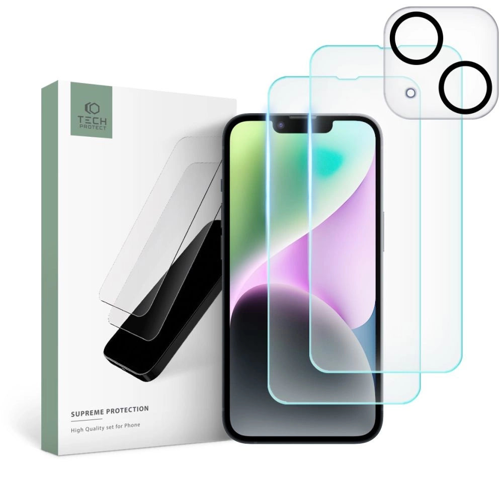 Tech-Protect Supreme Set for iPhone 14 2x tempered glass for display / tempered glass for camera_0