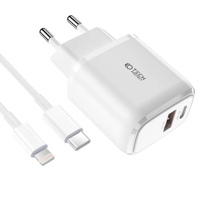 Tech-Protect C20W USB-C PD 20W / USB-A QC 3.0 Charger with USB-C / Lightning Cable - White_1