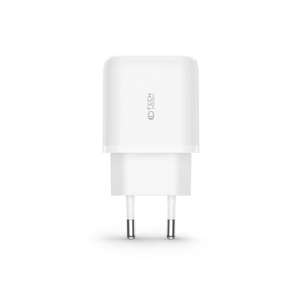 Tech-Protect C20W USB-C PD 20W / USB-A QC 3.0 Charger with USB-C / Lightning Cable - White_2