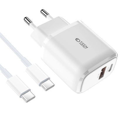 Tech-Protect C20W USB-C PD 20W / USB-A QC 3.0 charger with USB-C / USB-C cable - white_1
