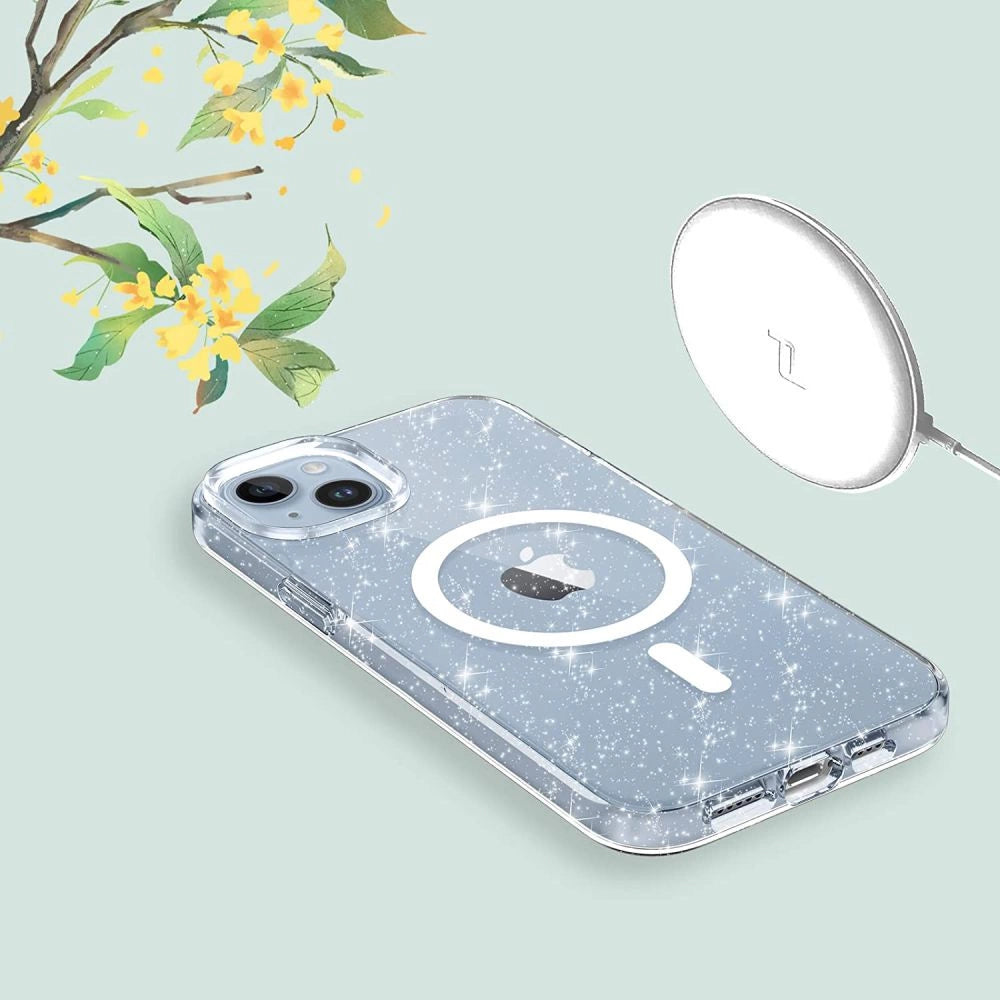 Tech-Protect FlexAir Hybrid MagSafe iPhone 13/14 Case - Clear Glitter_3