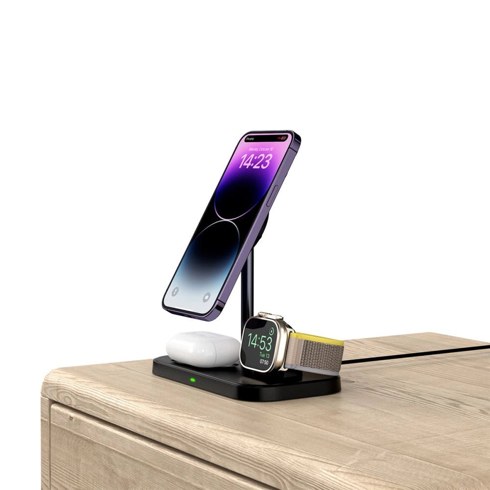 Tech-Protect QI15W-A22 MagSafe Inductive Charger with 3in1 MagSafe Stand for Smartphone / Apple Watch / AirPods - Black_5