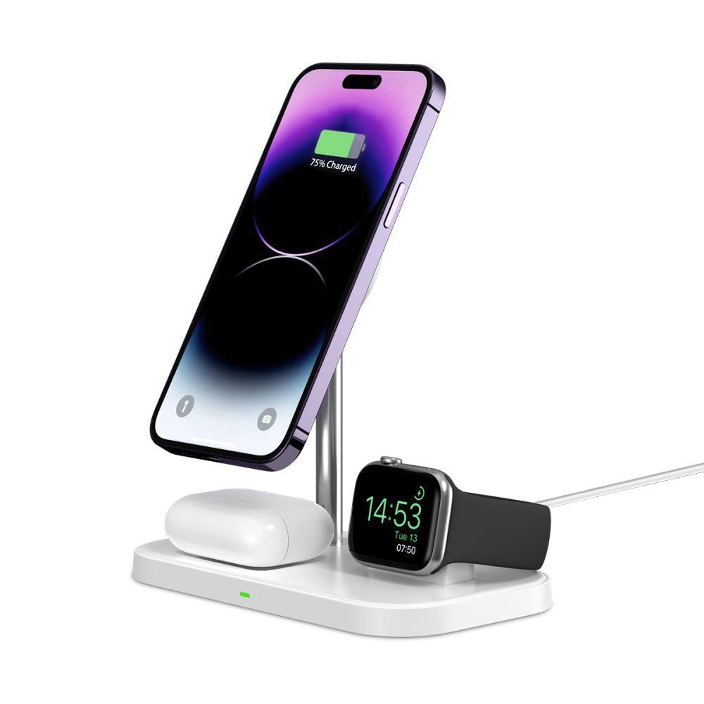 Tech-Protect QI15W-A22 MagSafe inductive charger with 3in1 MagSafe stand for smartphone / Apple Watch / AirPods - white_4