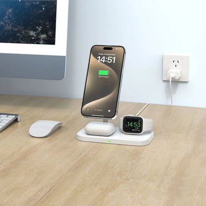 Tech-Protect QI15W-A22 MagSafe inductive charger with 3in1 MagSafe stand for smartphone / Apple Watch / AirPods - white_5