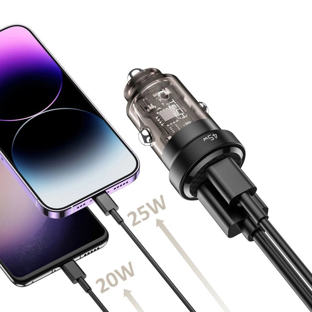 Tech-Protect CC45W Car Charger USB-C PD 45W / USB-A QC 3.0 - Black_1
