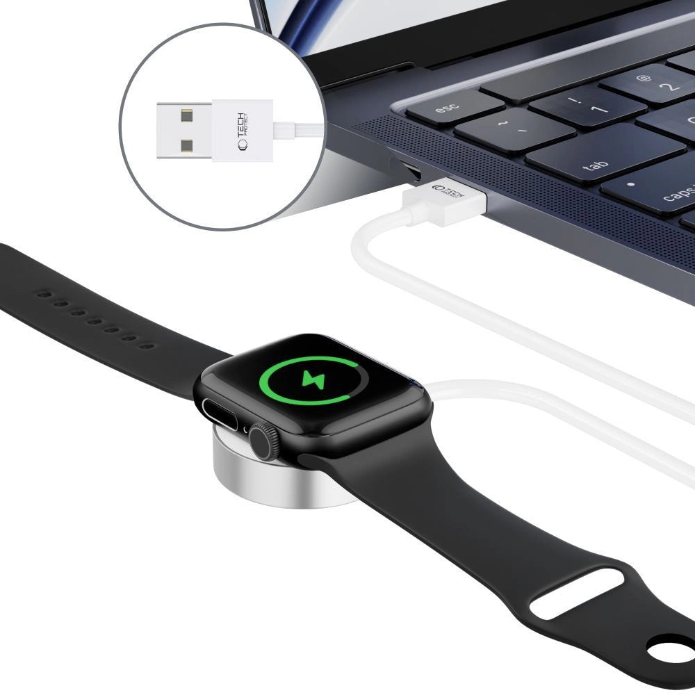 Tech-Protect UltraBoost Magnetic Inductive Charger with USB-A Connector for Apple Watch 1.2m - White_3