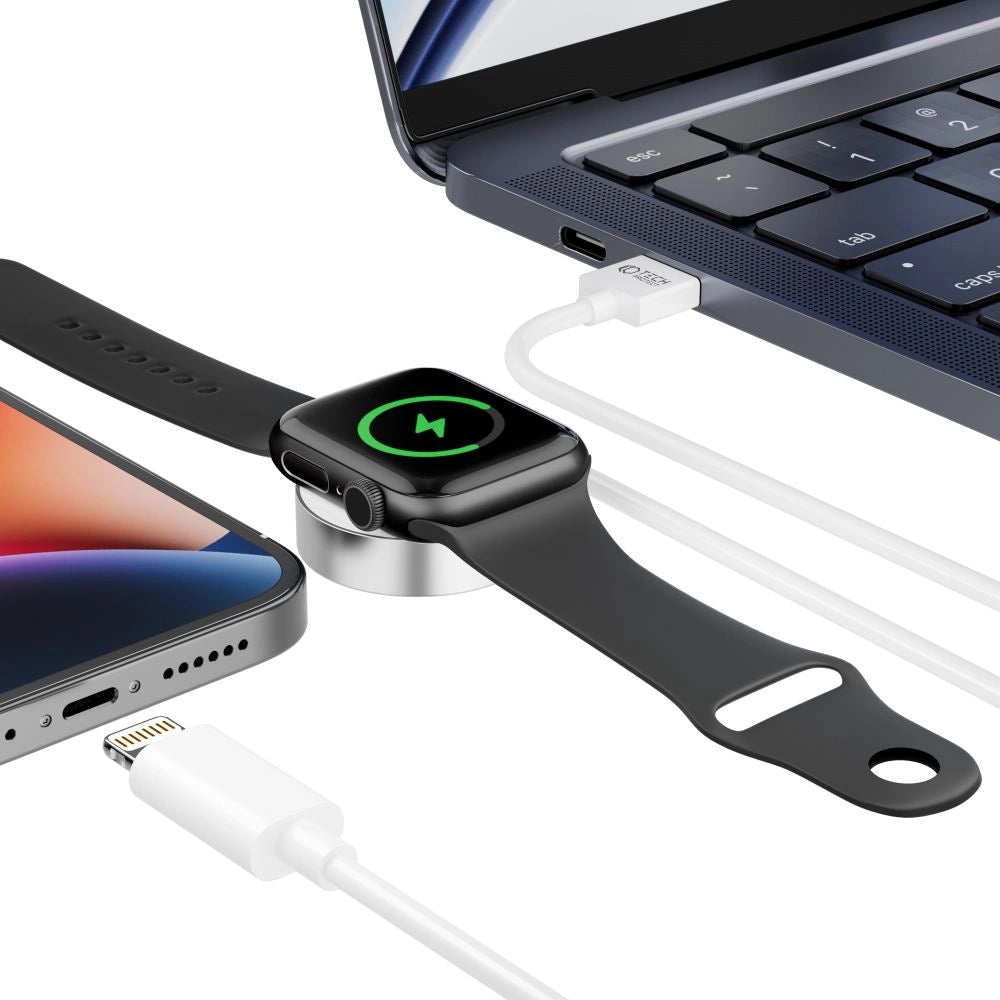 Tech-Protect UltraBoost 2in1 Magnetic Charger with USB-C / Lightning Cables for Apple Watch 1.5m - White_3
